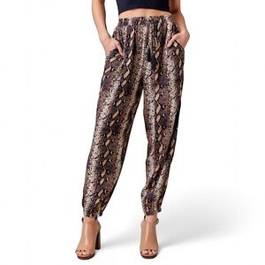 Francesca's Blue Rain Snake Print Jogger Pants Size Medium